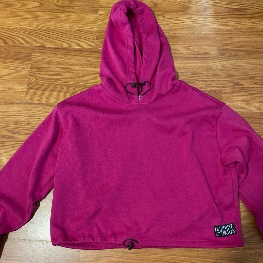 PINK Hoodie Crop Top size large (FU)
